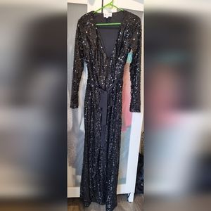 BNWT Black L'Atiste by Amy maxi sequin dress size M